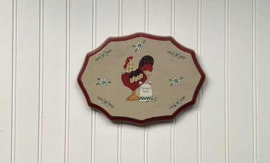 Hand-Painted Wooden Chicken Wall Hanging – Rustic Farmhouse Décor