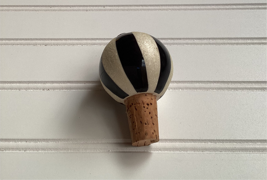 Black & White Glass Balloon Ornament – Wine Cork Christmas Decoration