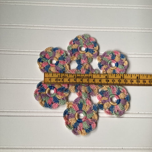 Handmade Multicolor Crochet Flower Trivet – Vintage-Inspired Pastel Doily