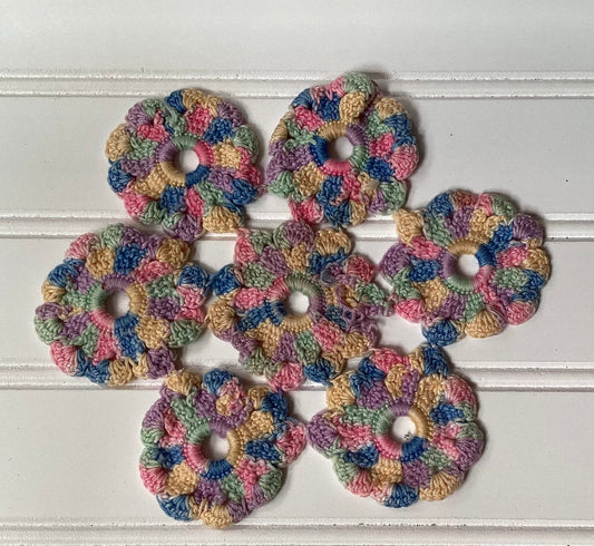 Handmade Multicolor Crochet Flower Trivet – Vintage-Inspired Pastel Doily
