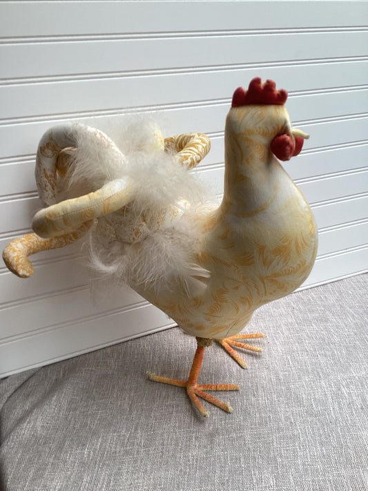 Charming Eyeless Spring Chicken Décor – Feathered Fabric Farmhouse Frien