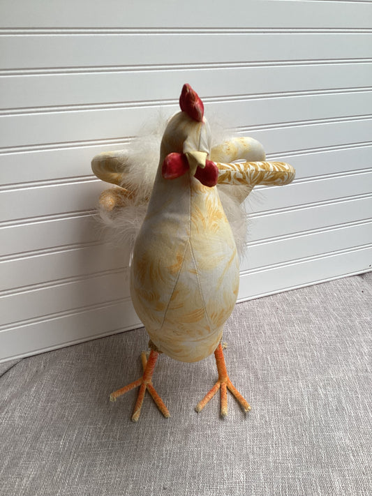 Charming Eyeless Spring Chicken Décor – Feathered Fabric Farmhouse Frien